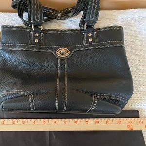 Coach black pebble leather shoulder handbag